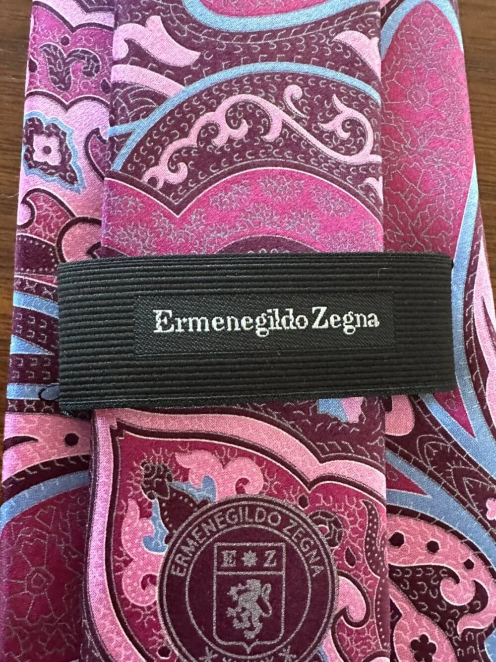 Ermenegildo Zegna Pink Blue Burgundy Paisley Tie